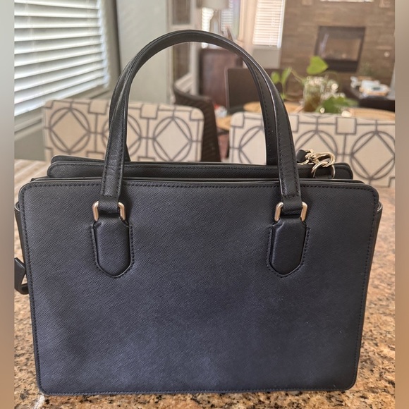 Kate Spade Laurel Way Reese Satchel Bag.  Black with gold lettering. - Picture 7 of 8